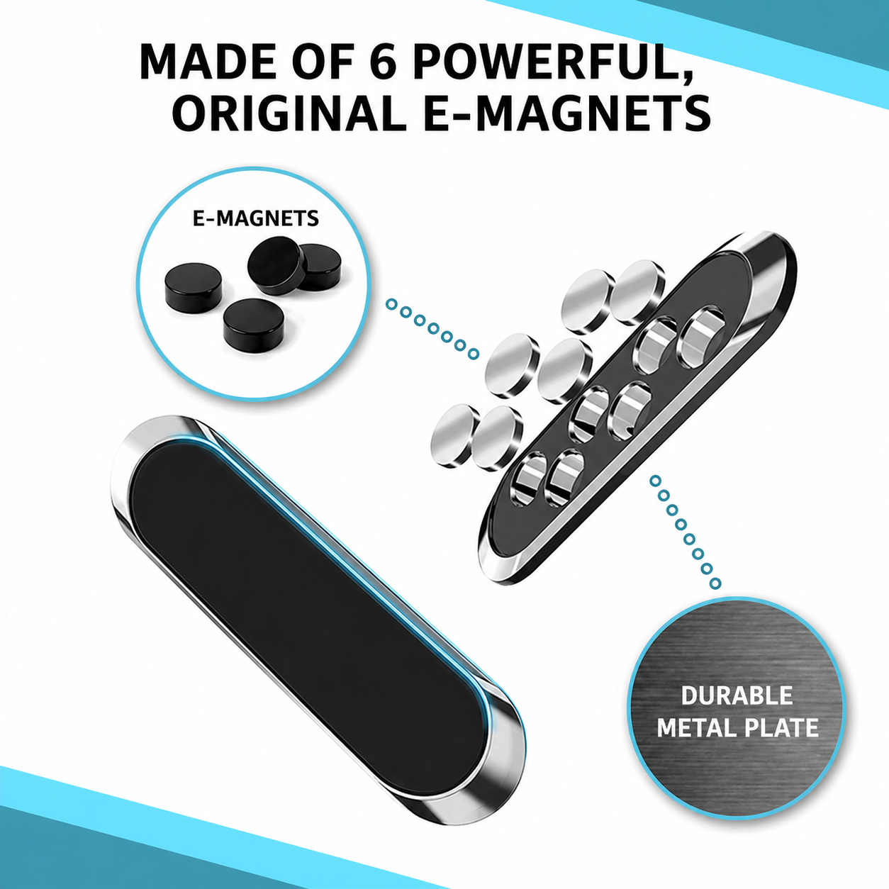 Phone Holder | 6 N50 Magnets & 360° Swivel | Zinc Alloy with Nano Coating | Clipzero