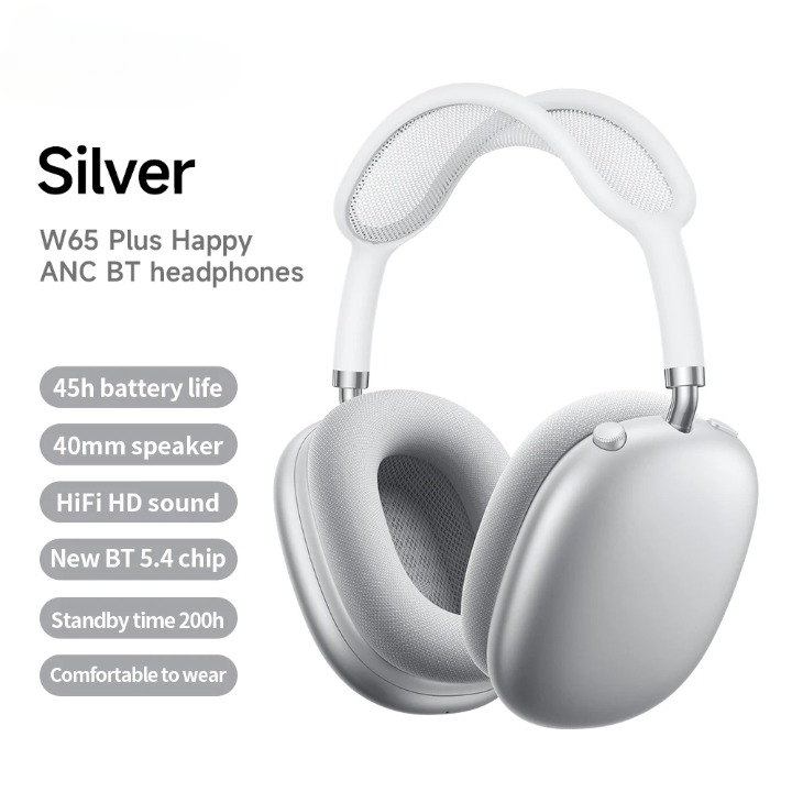 Wireless Headphones | Bluetooth Over-Ear Headphones ANC W65 Plus | 45-Hour Battery Life | Wavora