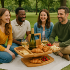 Wine Table Wooden Foldable | Snack Sections | Glass and Bottle Holders | Tray Table