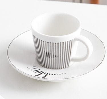 Coffee Cup Saucer | Porcelain Saucer | Gold Stripe Pattern Decor | AuraCup