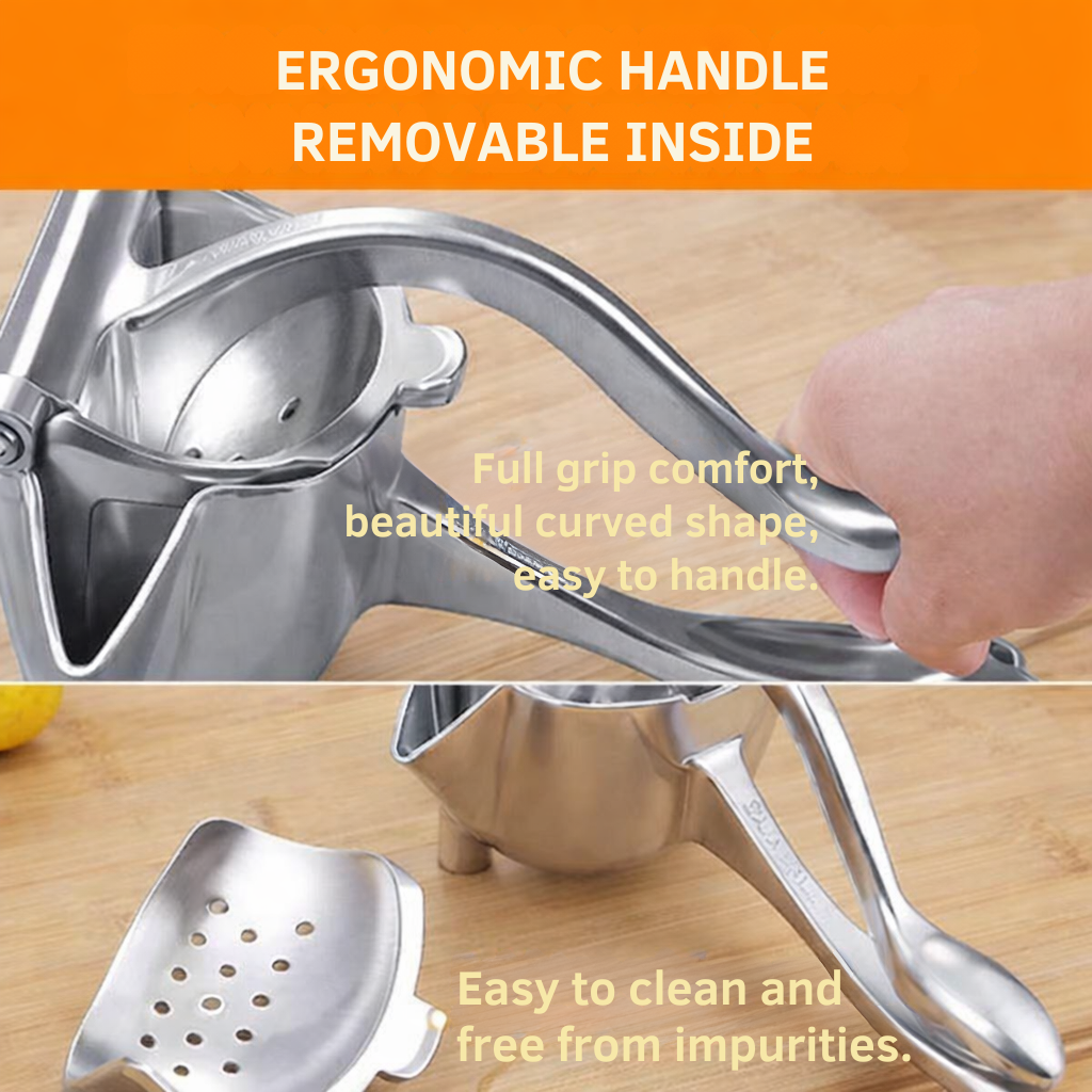 Manual Fruit Press | Stainless Steel Citrus Juicer | Lever Handle with Non-Slip Grip | PureSqueeze