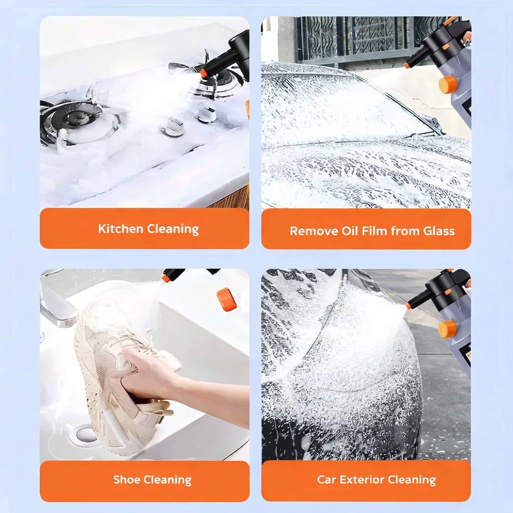 Electric Foam Spray Bottle | Cleaning Foam Adhesive | Adjustable Spray Nozzle | CleanJet