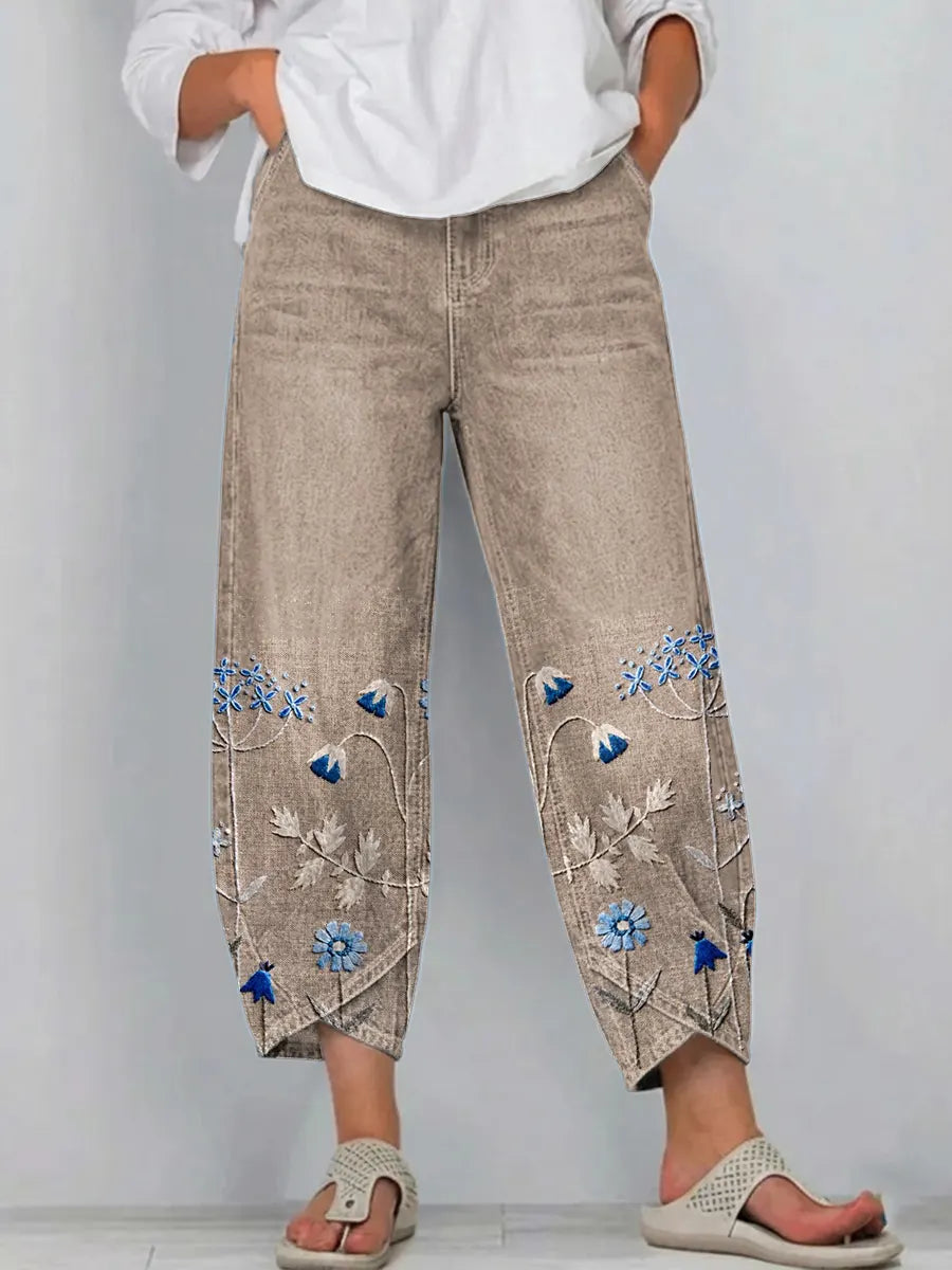 Velora™ Embroidered Casual Pants — Experience Effortless Elegance and All-Day Freedom