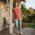 AeroLuxe™ – Lightweight Slub Cotton V-Neck Tee with Raw-Edge Trim