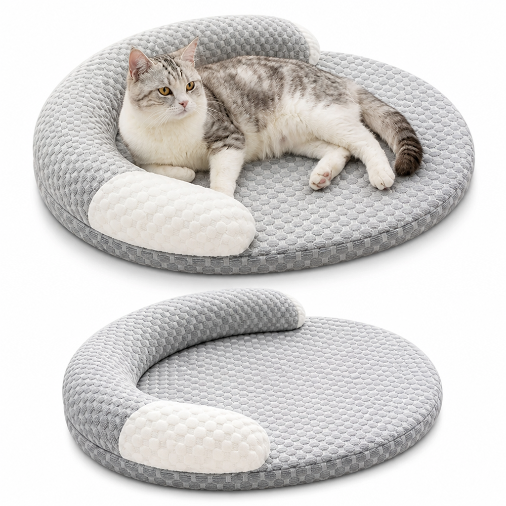 Cooling Pet Bed | Ice Silk Cooling, Honeycomb Breathable | Removable Washable Cover & Non-Slip