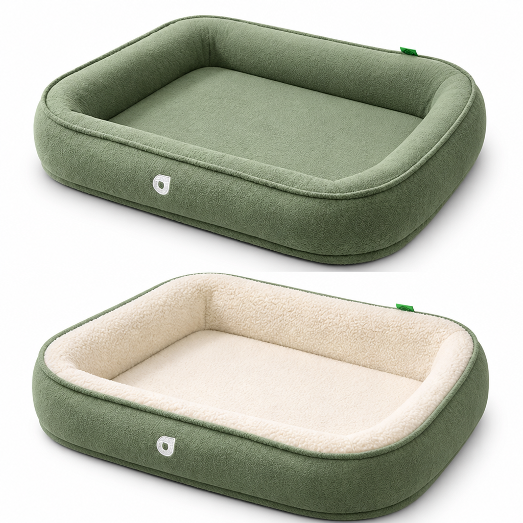 Dog & Cat Bed | Double-Sided Reversible Fleece | Bolster Sofa Kennel Design | Winter Warmth