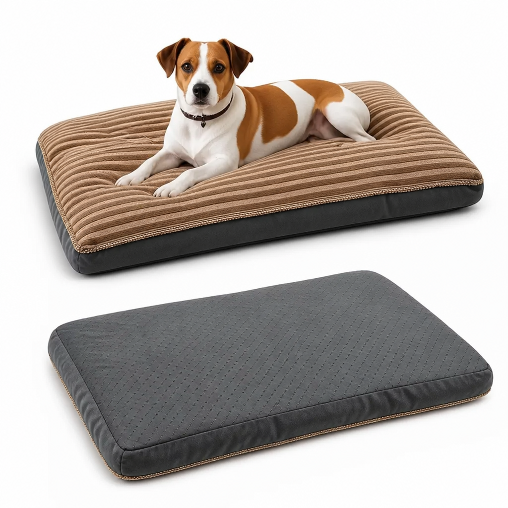 Dog Bed for Medium & Large Dogs | Corduroy & Cotton Thick Sleeping Mat | Removable Washable Cover | Warm & Cozy