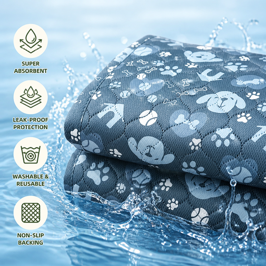 DogBedHouse Super-Absorbent Leak-Proof Non-Slip Training Pads (Washable, 2-Pack)