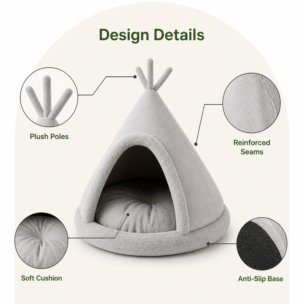 DogBedHouse Washable & Breathable Plush Pet Teepee (Multiple Sizes)