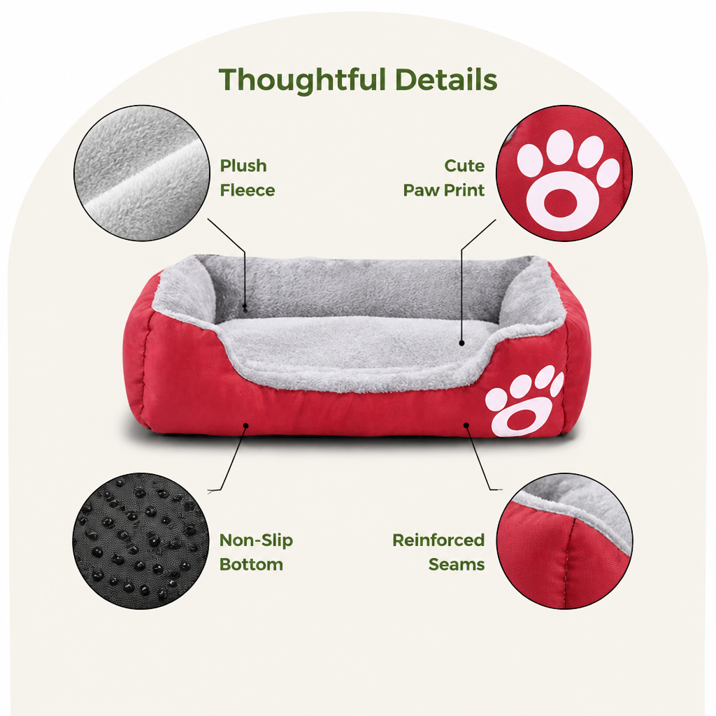 DogBedHouse Cozy Plush Fleece & Machine-Washable Dog Bed