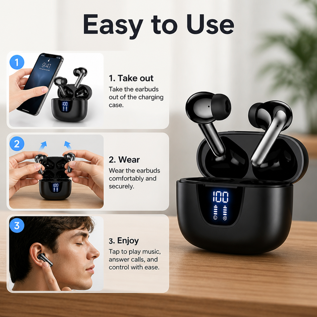 Wireless Earbuds | In-Ear Headphones | Extended Listening Comfort & Crisp Calls | Voltiva