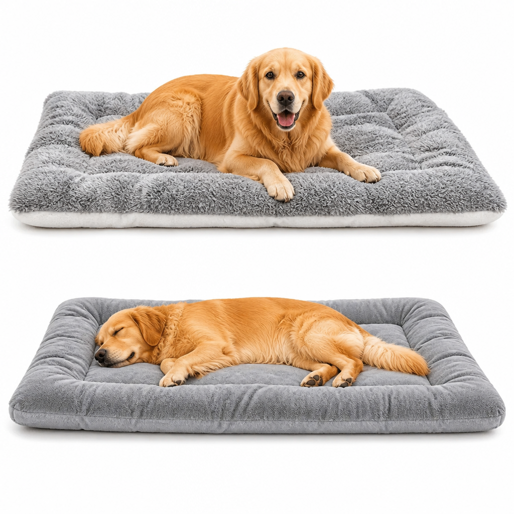 Extra Large Pet Bed | Ultra-Thick Reversible Plush | 120cm Velvet Cover | Comfortable Support