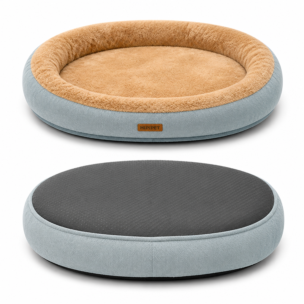 Small Dog & Cat Bed | Calming Donut Corduroy Plush | Washable & Breathable | Cozy Warmth
