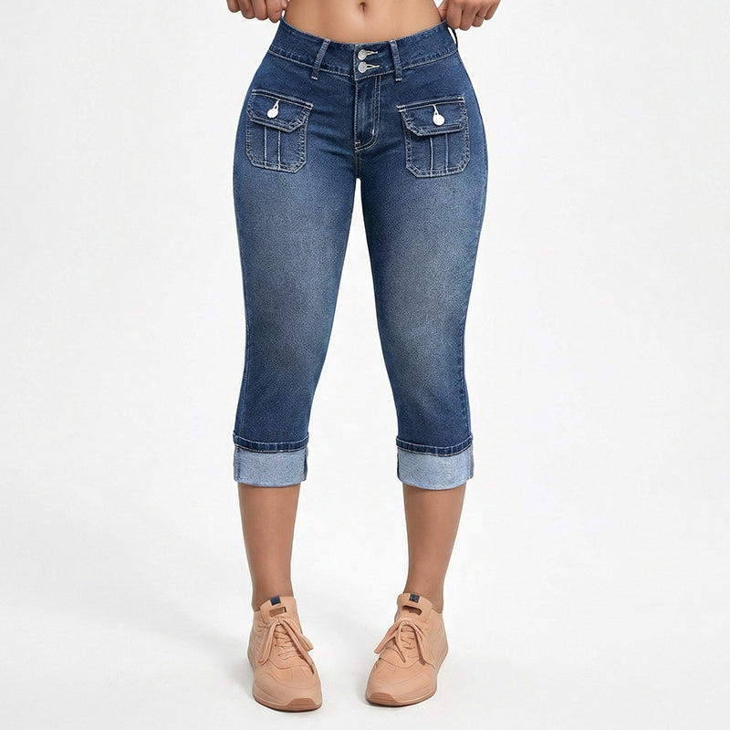 VeloraFlex™ Denim Capris — Sculpt Your Curves in All-Day Comfort and Freedom