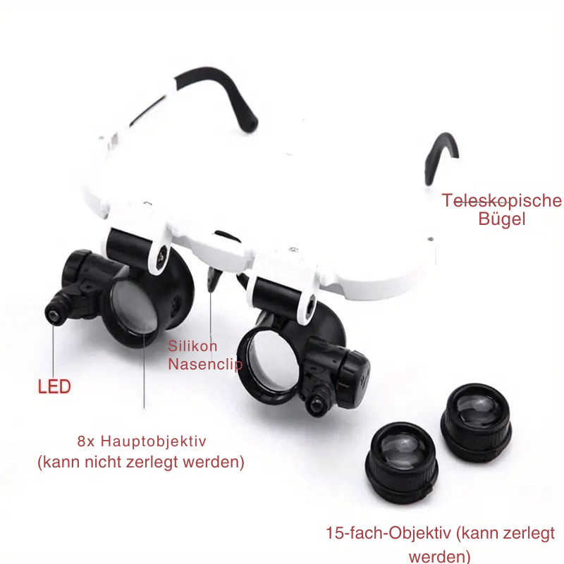 Magnifying Glass with LED | 8x 15x 23x Zoom | Hands-Free | MicroSight