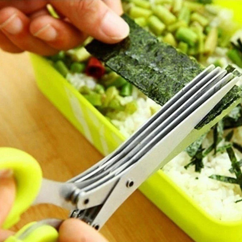 BladeBurst™ Five-Blade Herb Shears — Slice Herbs Fast and Effortlessly for Kitchen Mastery