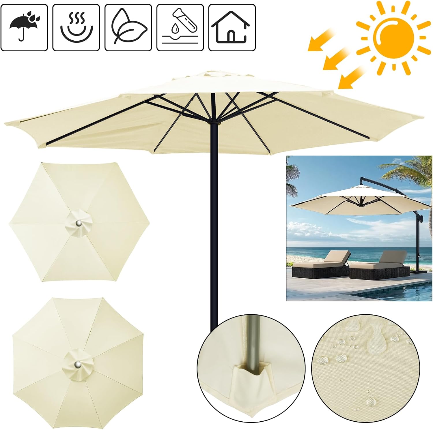 Sunshade Cover | Weatherproof Water-Repellent Shield | Ventilation Opening | TerraShade