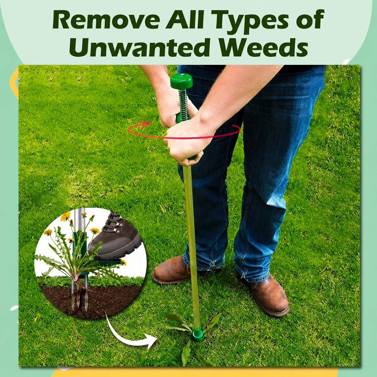 Root Remover Weed Extractor | Trident Attachment | Bend-Free | DeepGrip