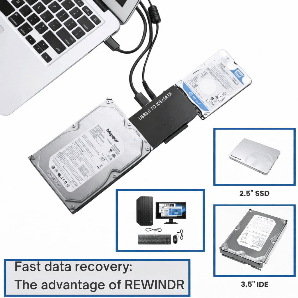 Hard Drive Adapter USB | IDE and SATA Connection | Rapid Data Access | RecoverPro