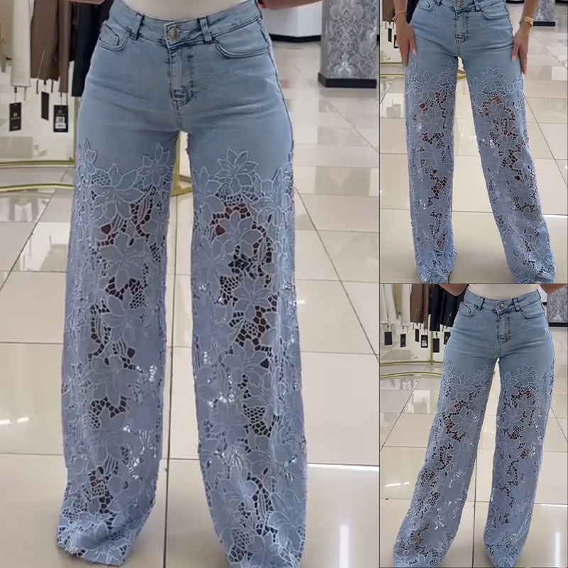 LioraLuxe™ — Steal the Spotlight in Lace-Trimmed Wide-Leg Denim You’ll Truly Wear