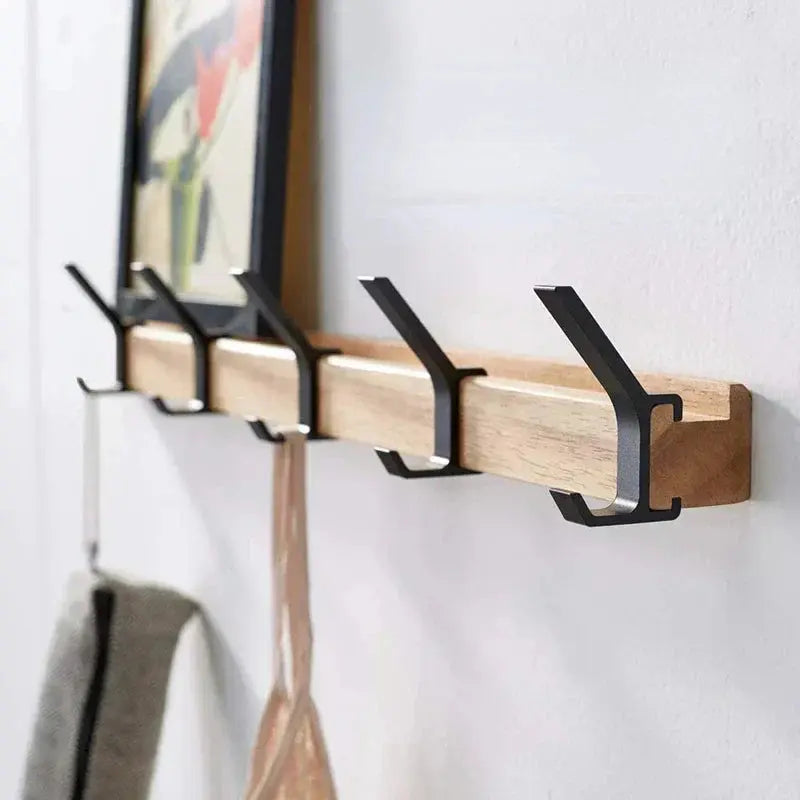 Wall Coat Rack | Metal and Wood | Compact Space-Saving Design | Holmika