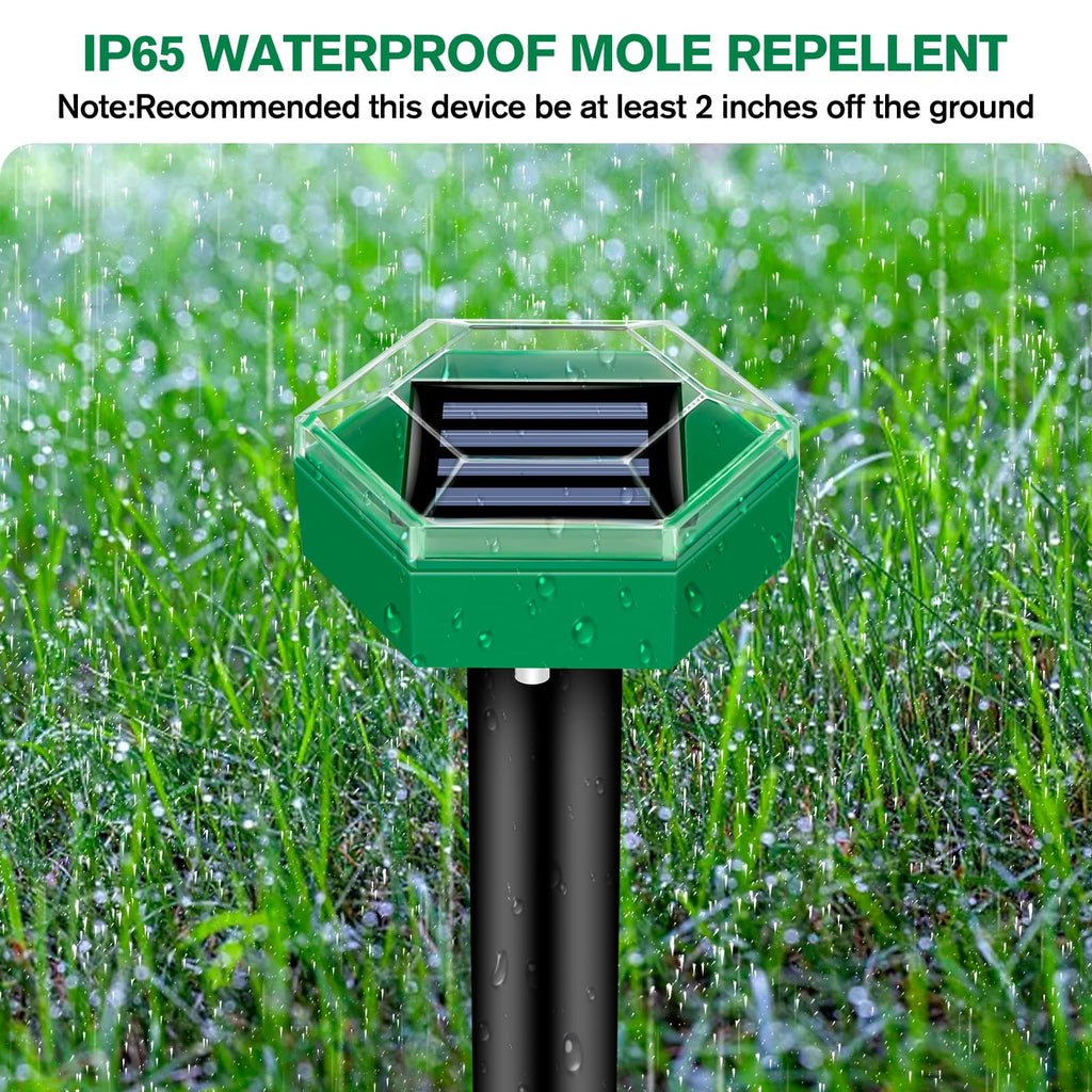 Mole Repellent 4-Pack | Weatherproof and Solar Powered | Simple Installation | MoleSilent
