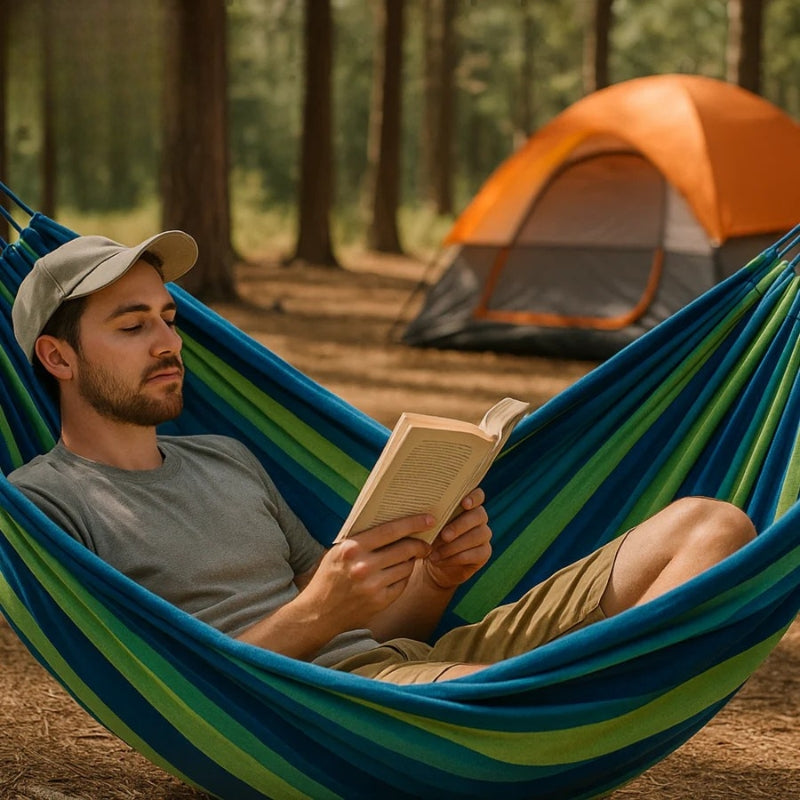 Striped Hammock | Fast Setup | Slip-Resistant | LoungeFold