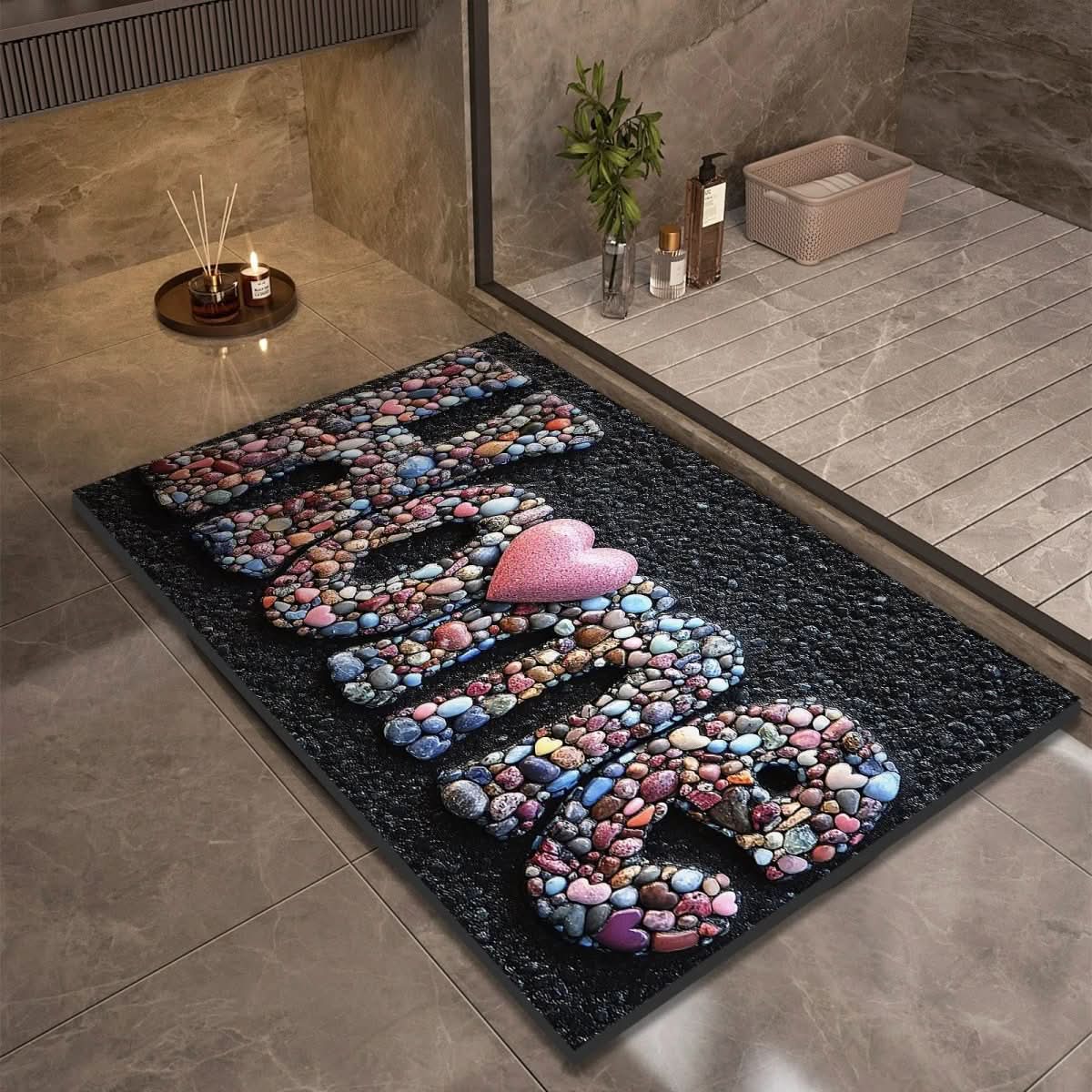 Bath Mat Diatomaceous Earth | Fast-Drying & Slip-Resistant | Natural Rubber Stone Finish | Aquapave