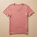 AeroLuxe™ – Lightweight Slub Cotton V-Neck Tee with Raw-Edge Trim