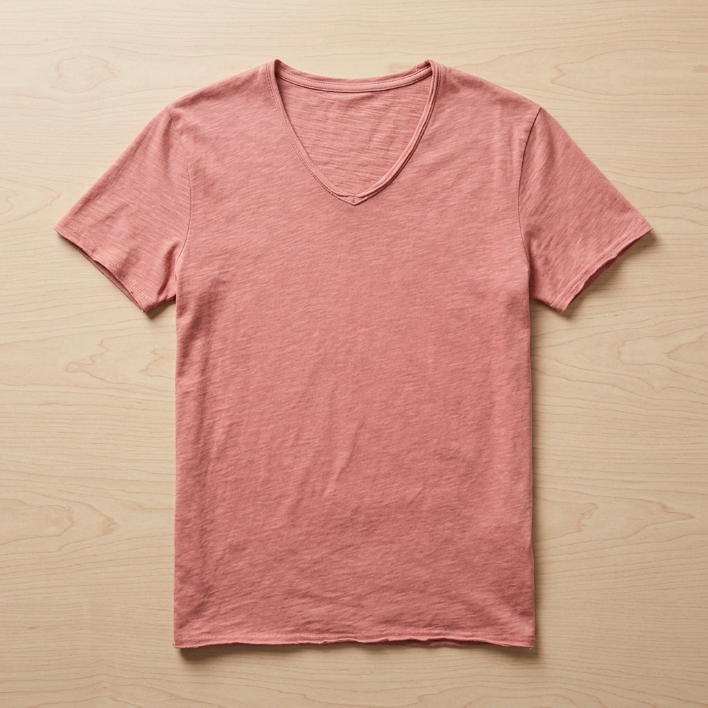 AeroLuxe™ – Lightweight Slub Cotton V-Neck Tee with Raw-Edge Trim