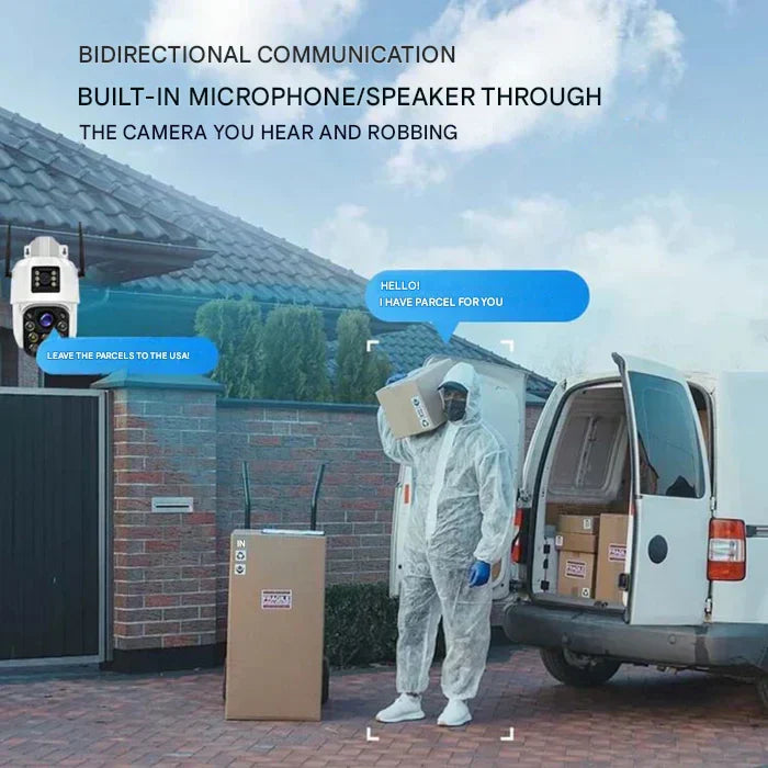 Security Camera Solar Dual-Lens | 360° PTZ 10x Zoom | 12,000 mAh IP66 4G WiFi | Vigiora