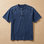VesperLoom™ – Vintage Mineral-Wash Raglan Henley Tee