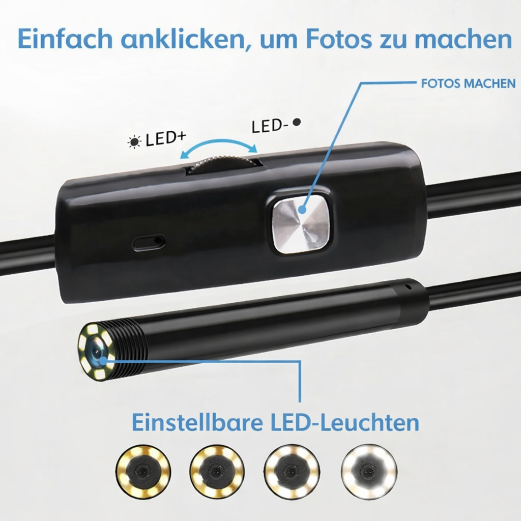 Endoscope Camera | Waterproof Inspection Cam | HD Clarity with LED Illumination | ScopeMate