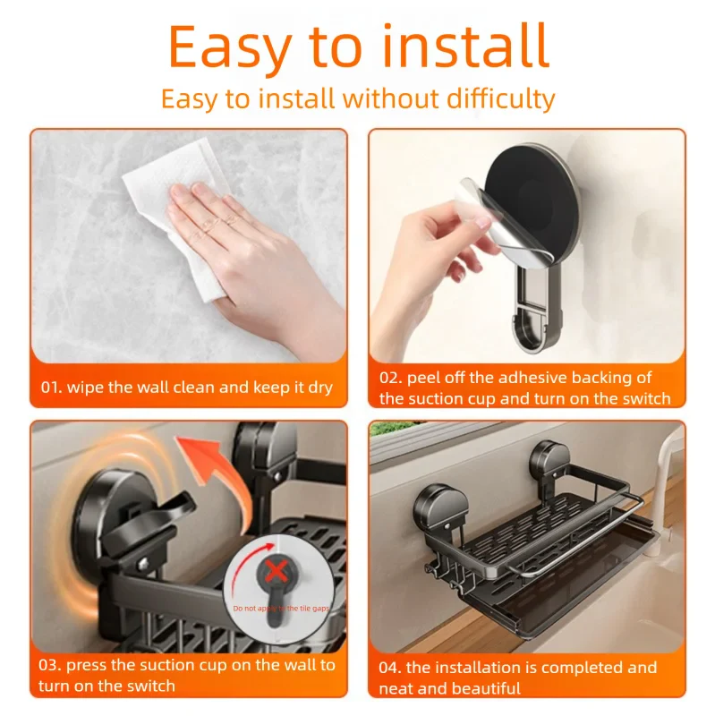 Kitchen Shelf | Powerful Suction Cup Attachment | Open Water Drainage | SnapShelf
