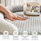 Cooling Pet Bed | Ice Silk Cooling, Honeycomb Breathable | Removable Washable Cover & Non-Slip