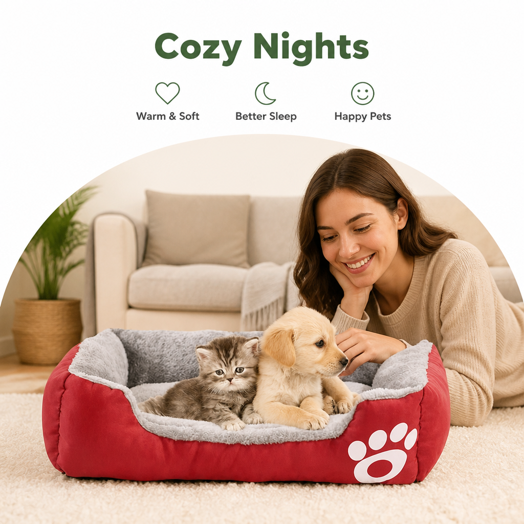 DogBedHouse Cozy Plush Fleece & Machine-Washable Dog Bed