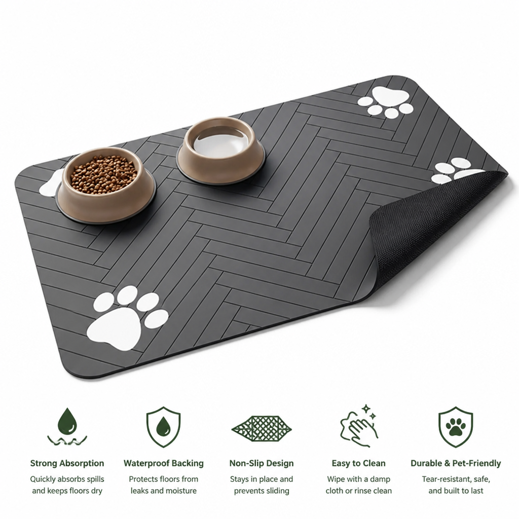DogBedHouse Absorbent Waterproof Non-Slip Feeding Mat