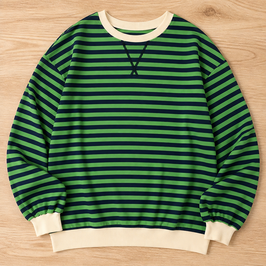 VeroLuxe™ Casual Long Sleeve Round Neck Striped Shirt — Wrap Yourself in Soft Confidence and Effortless Style All Day