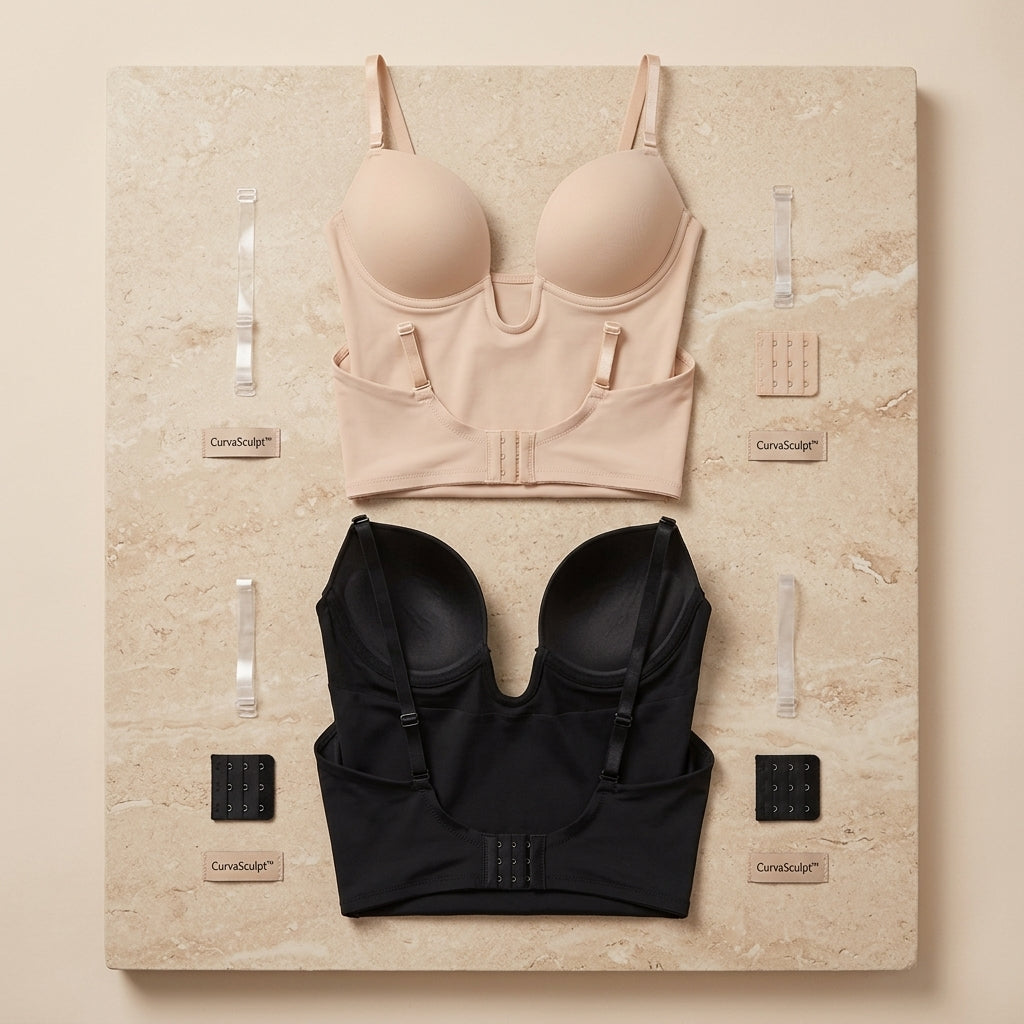 CurvaSculpt™ – Backless Plunge Sculpting Bodysuit with Push-Up Cups