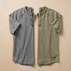 VesperLoom™ – Vintage Mineral-Wash Raglan Henley Tee