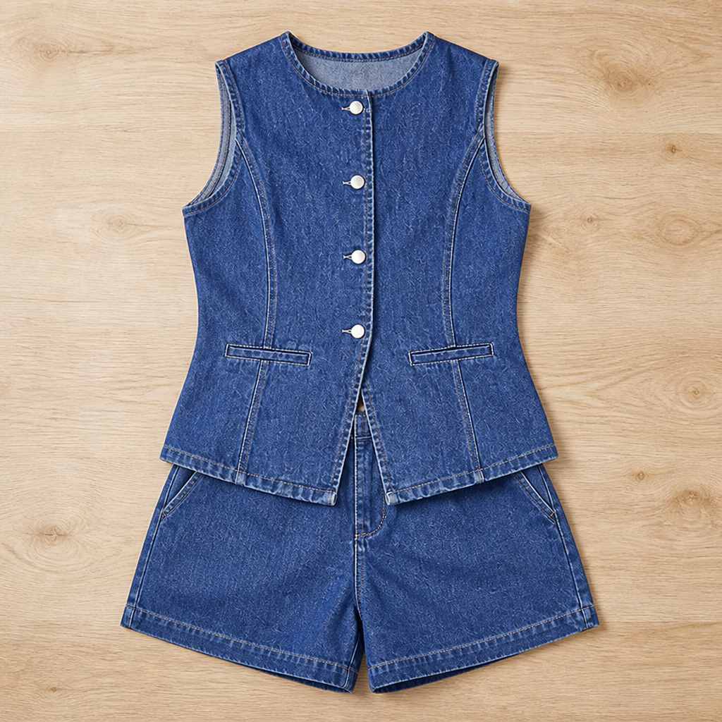 Luminara™ Sleeveless Denim Co-Ord Set — Own Effortless Cool Confidence All Day Long