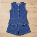 Luminara™ Sleeveless Denim Co-Ord Set — Own Effortless Cool Confidence All Day Long