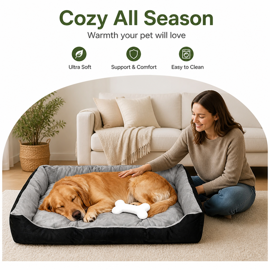 DogBedHouse Thickened Teddy Plush & Machine Washable Pet Mat