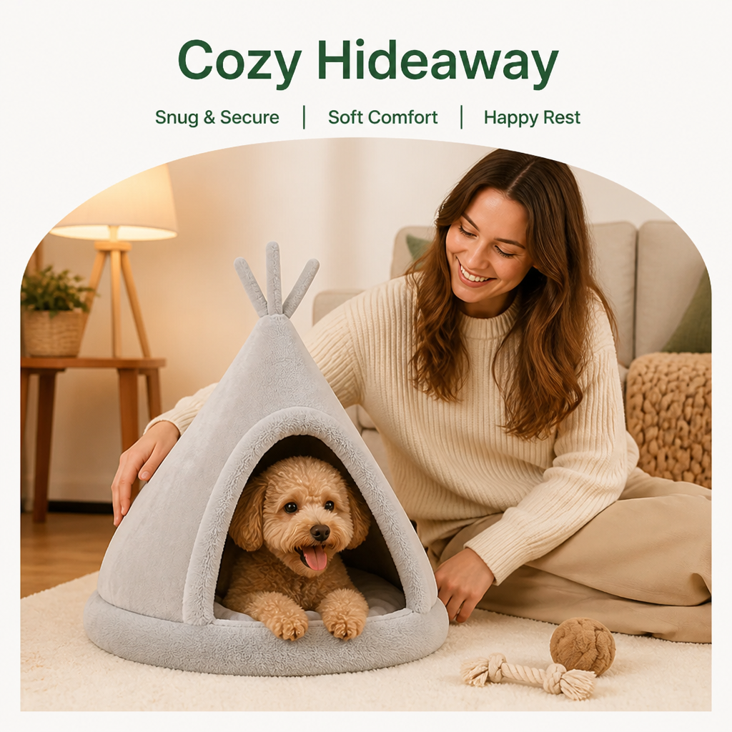 DogBedHouse Washable & Breathable Plush Pet Teepee (Multiple Sizes)