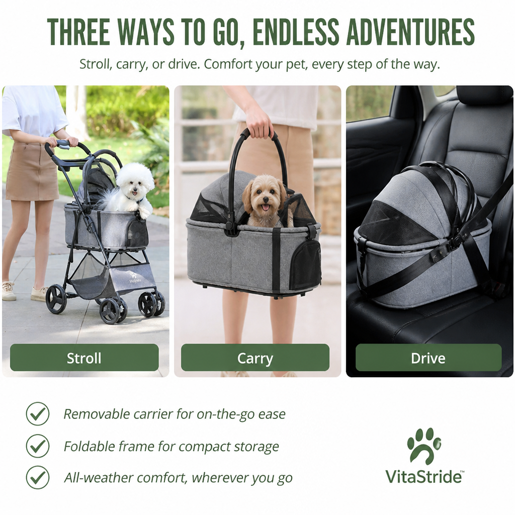 VitaStride™ Pet Stroller — Unlock Effortless Freedom and Joy on Every Adventure with Your Pet
