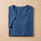 AeroLuxe™ – Lightweight Slub Cotton V-Neck Tee with Raw-Edge Trim