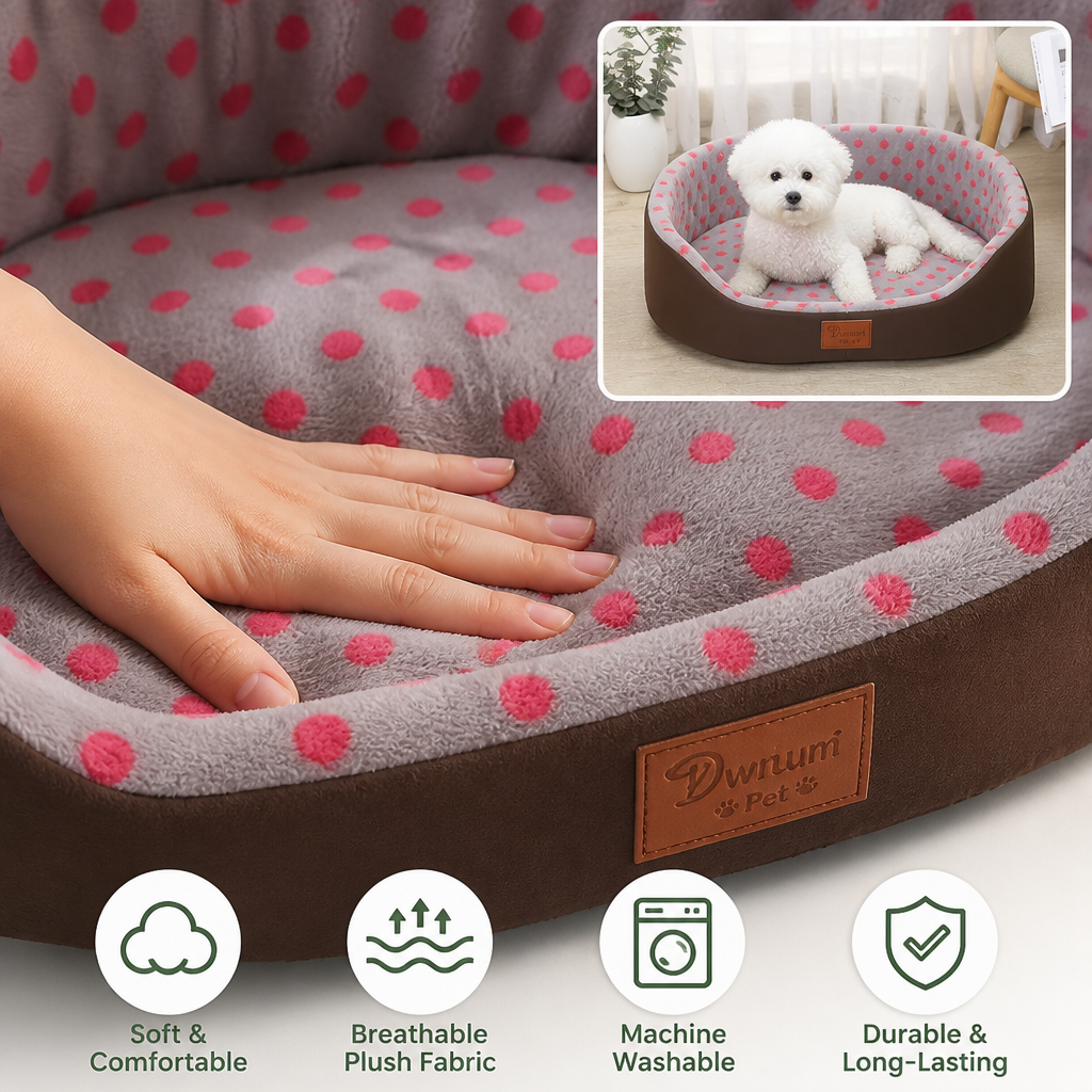 Dog Bed Mat for Small & Medium Dogs | Plush Breathable Cushion | Machine Washable & Durable