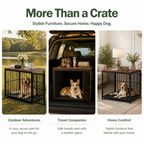 Dog Crate | End Table with Wood Top | Removable Slide Tray & 3 Doors | Space-Saving