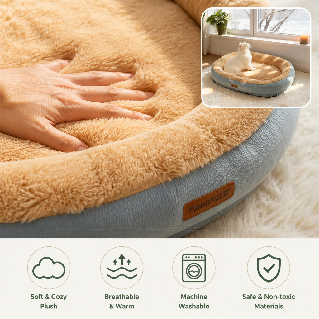 Small Dog & Cat Bed | Calming Donut Corduroy Plush | Washable & Breathable | Cozy Warmth