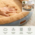 Small Dog & Cat Bed | Calming Donut Corduroy Plush | Washable & Breathable | Cozy Warmth